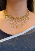 Rice Pearl Drop Necklace with Earrings