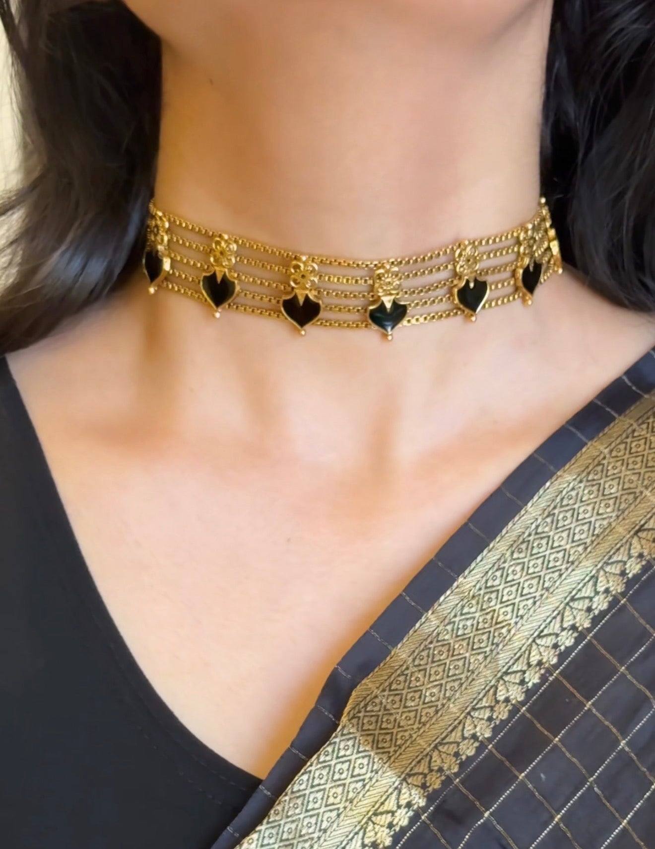 Best Seller Viral Black Palakka Choker with Earrings