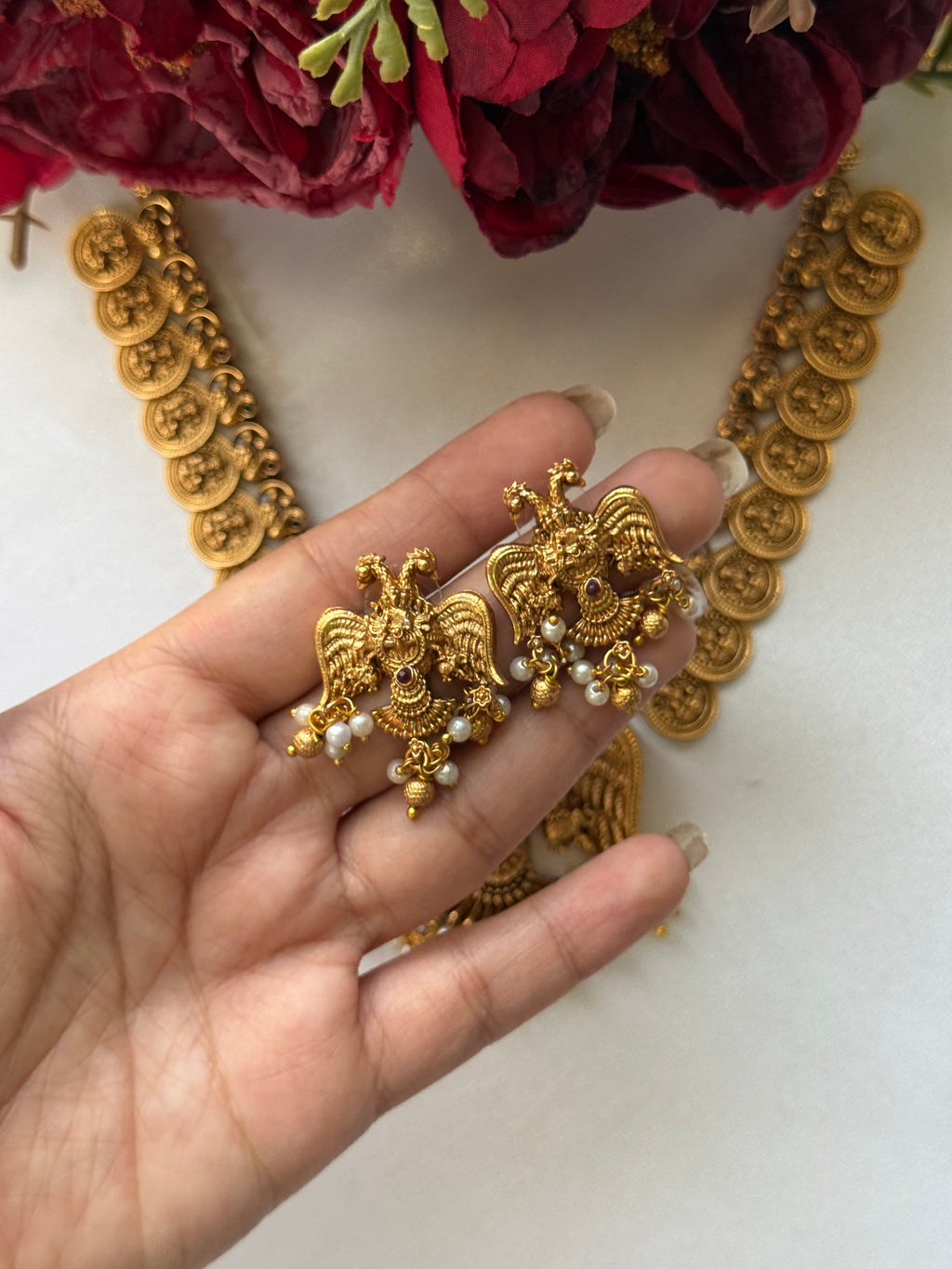 Pearl Peacock Nagas with Earrings