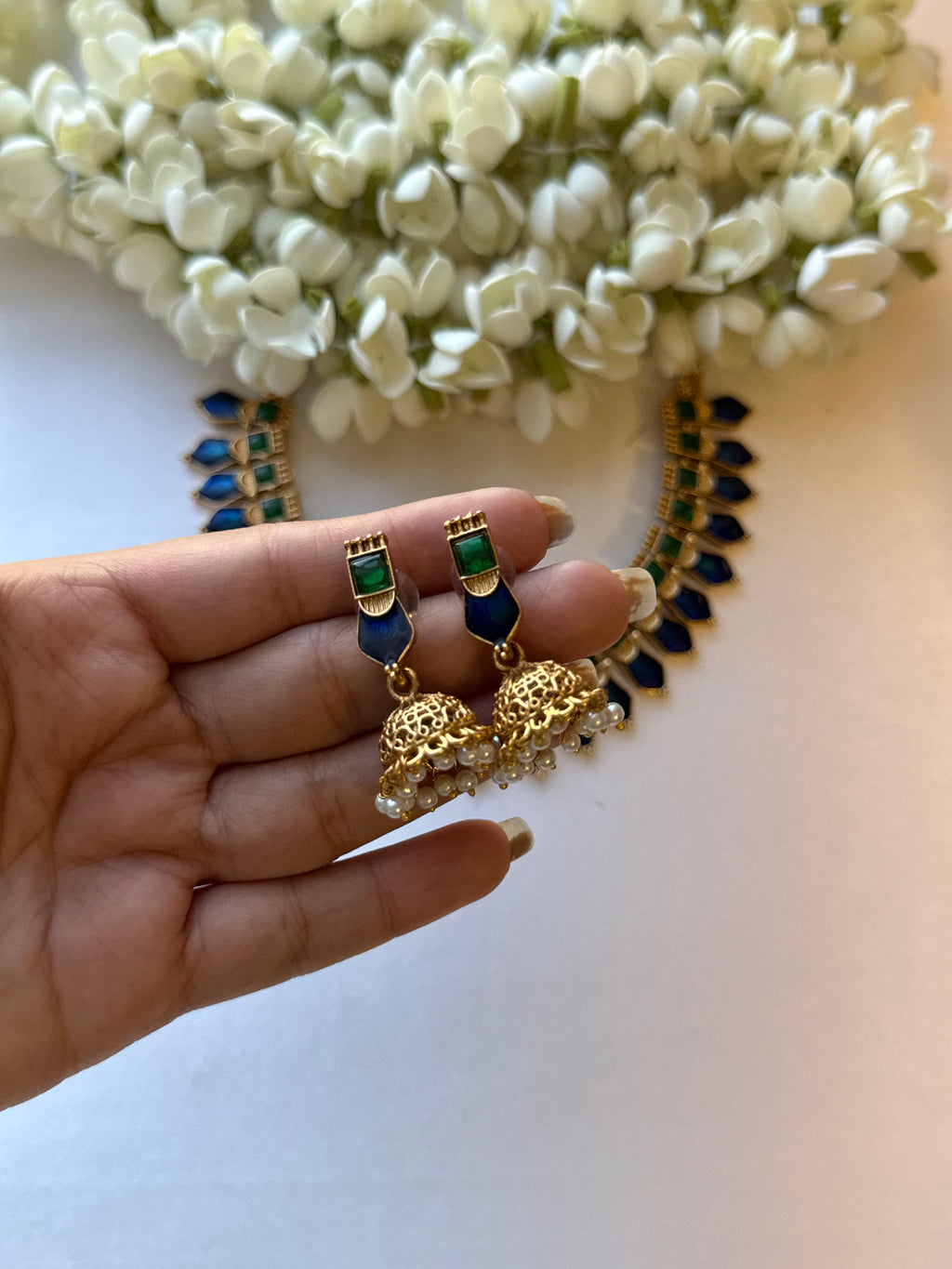 Viral Blue Palakka with Jhumkas