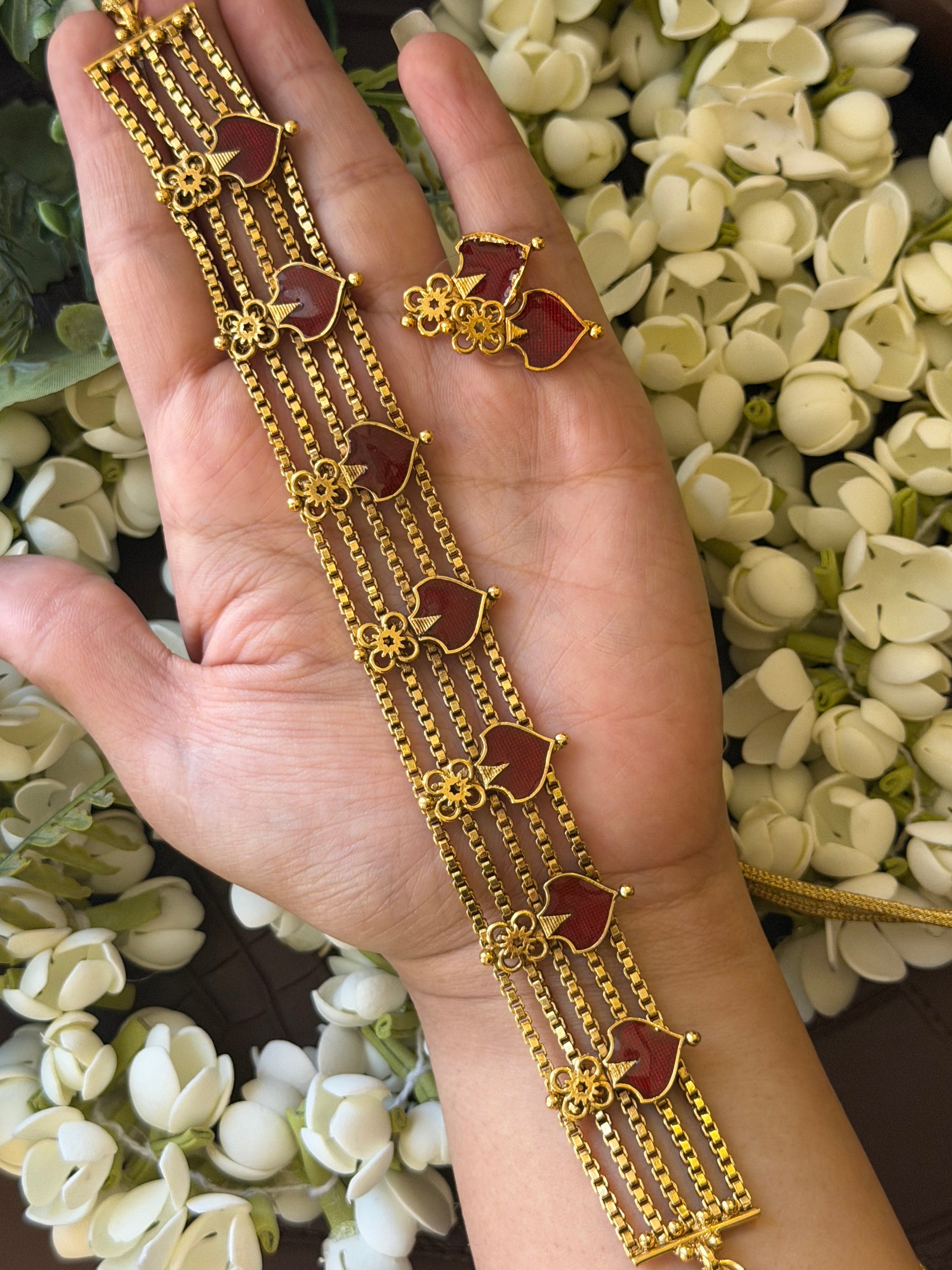 Viral Red Palakka Choker with Earrings