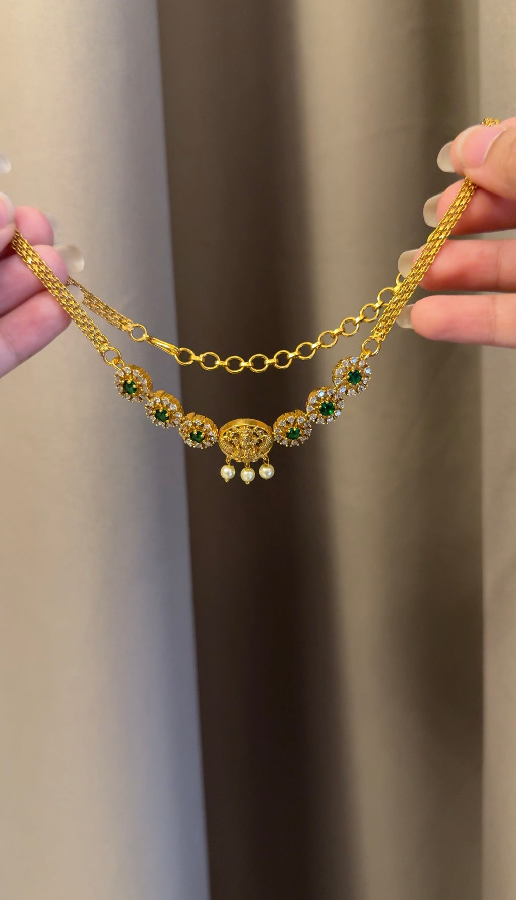 AD stone Idol Necklace with Earrings