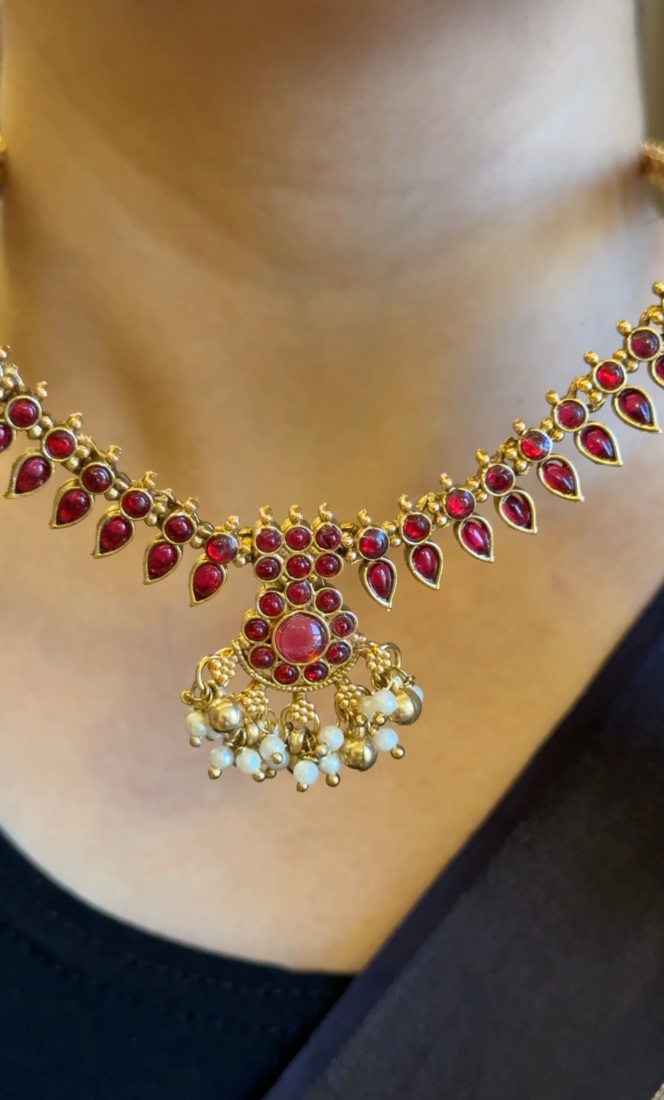 Red Kemp Haram With Earrings