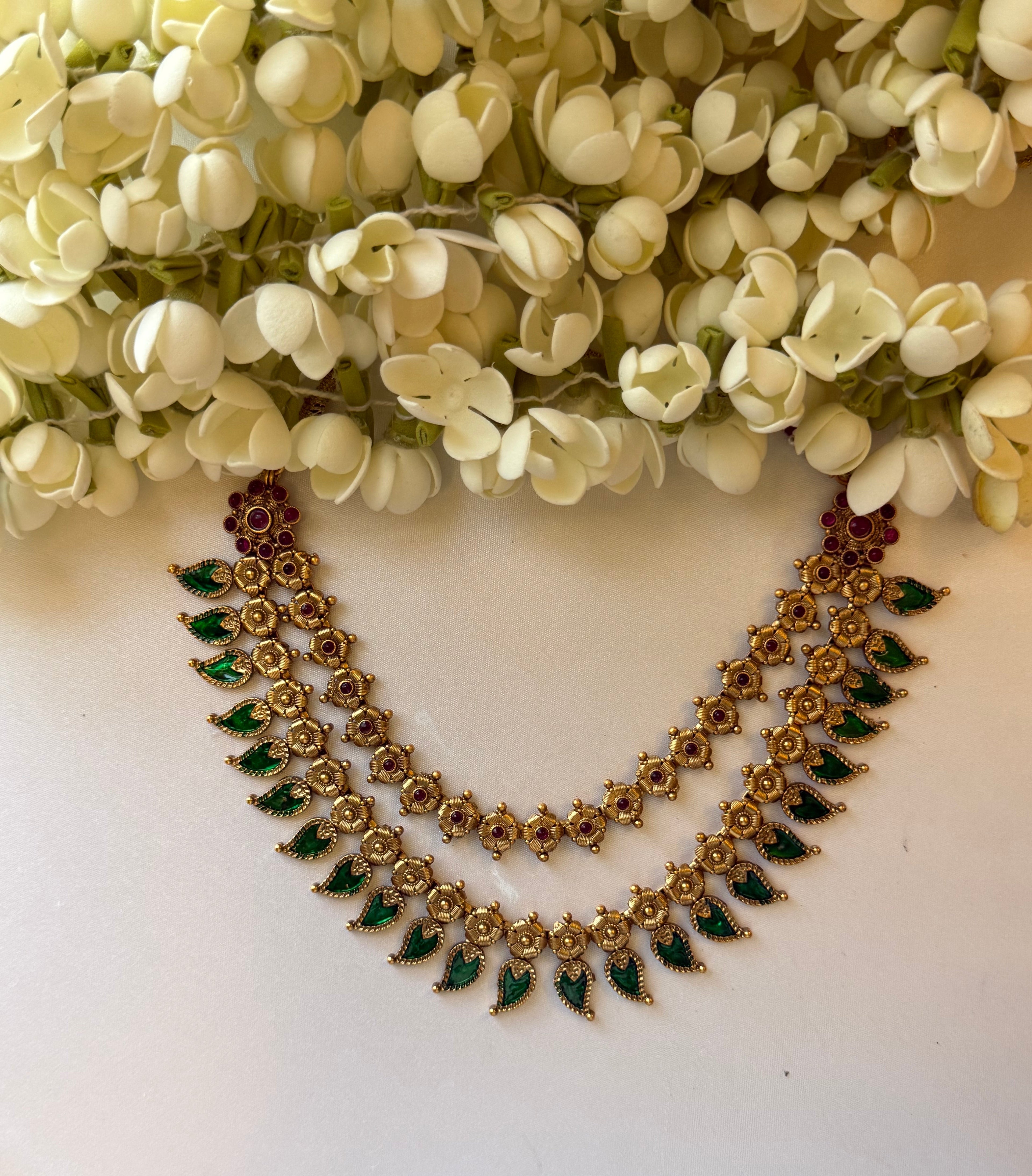 Double Layer Manga Maala Necklace with Earrings