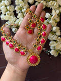 Pink Palakka Necklace with Earrings