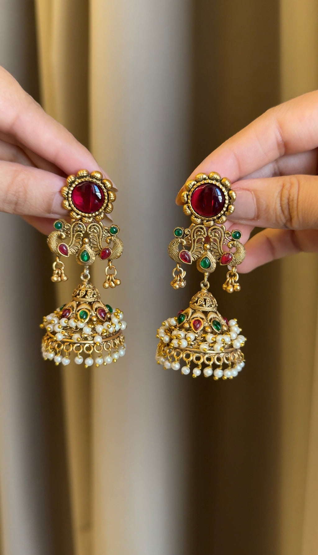 Ruby Heavy work Jhumka