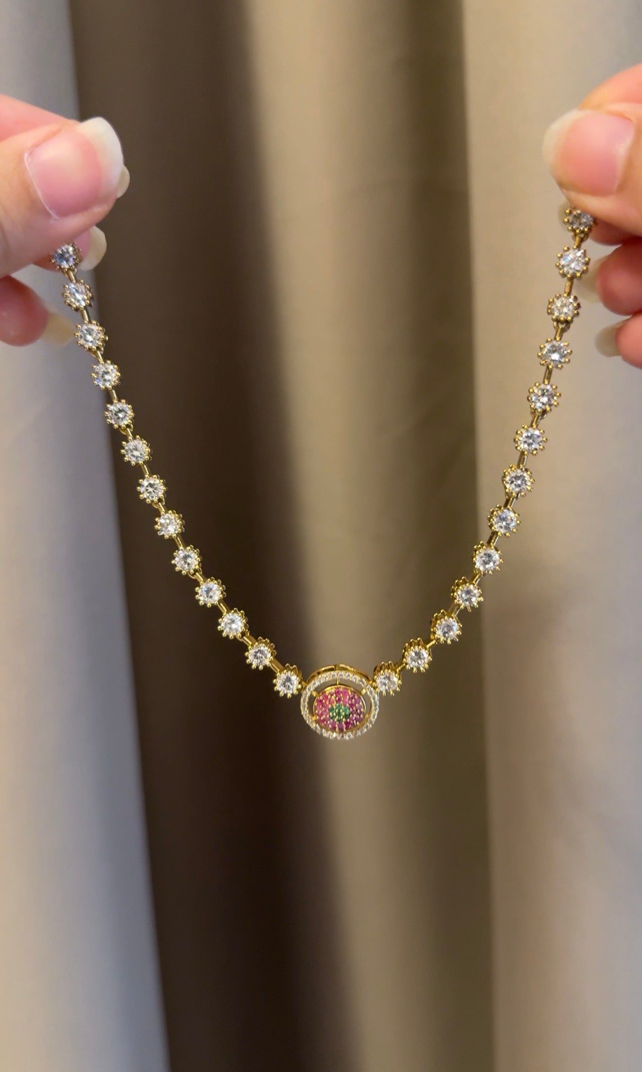 Simple AD stone Choker With Studs