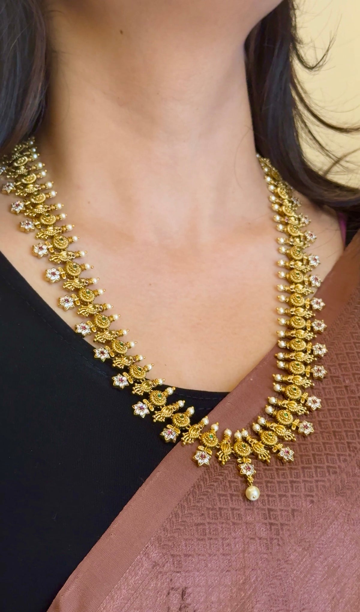 Antique Gold Premium Haram with Earrings