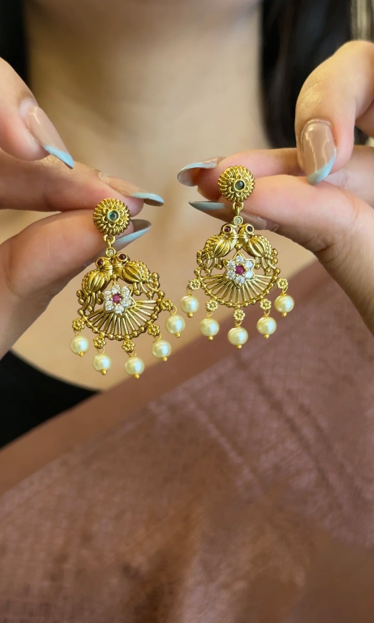Antique Gold Premium Haram with Earrings
