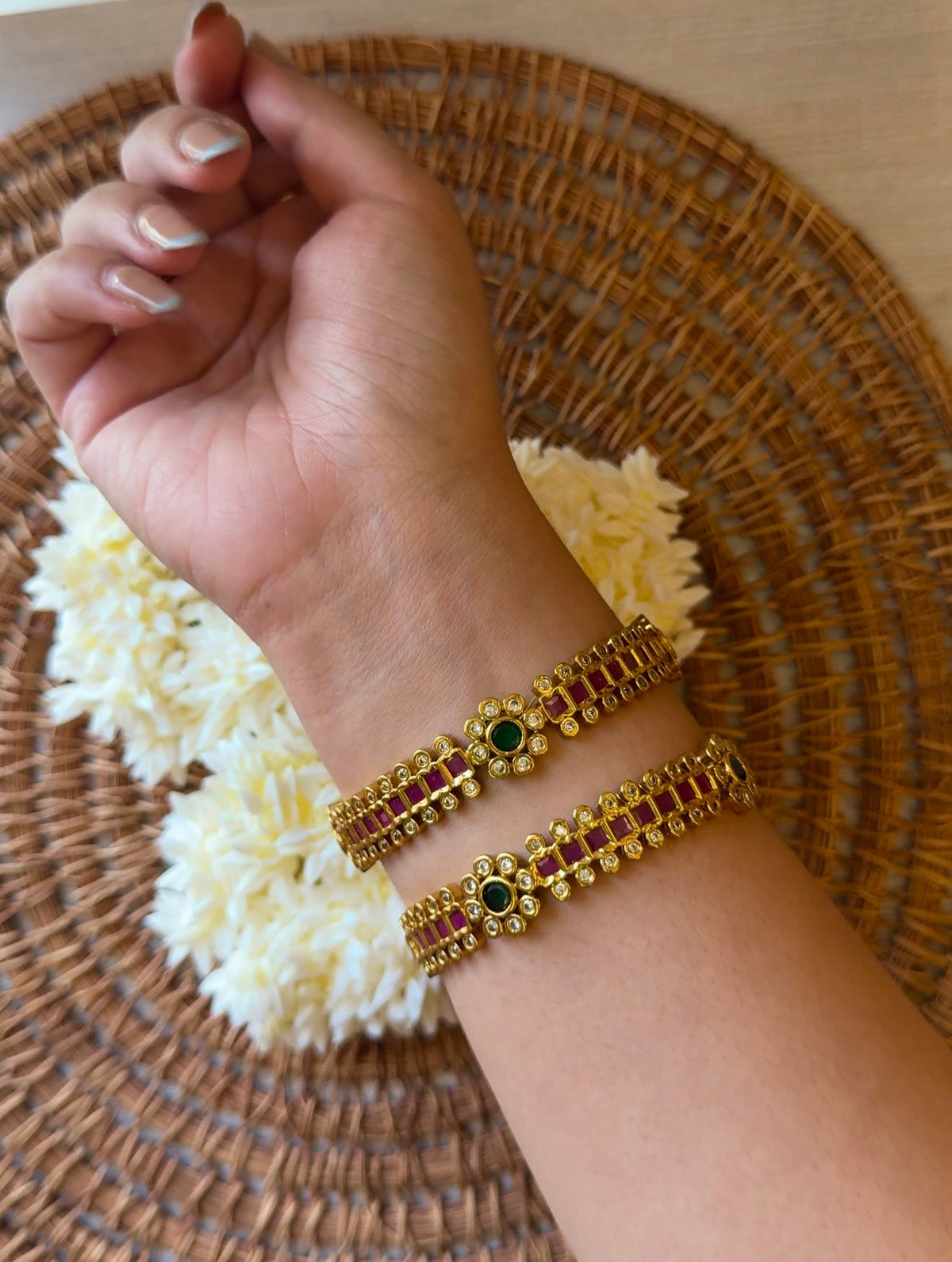 Premium AD stone Kemp Bangles (1 pair)