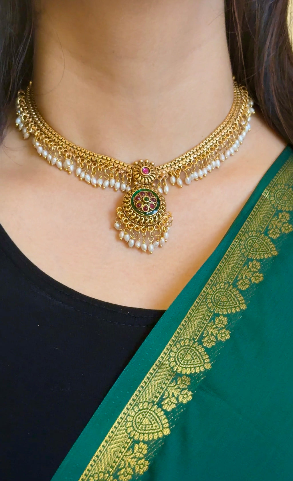 Non Idol Rice pearl necklace with Earrings