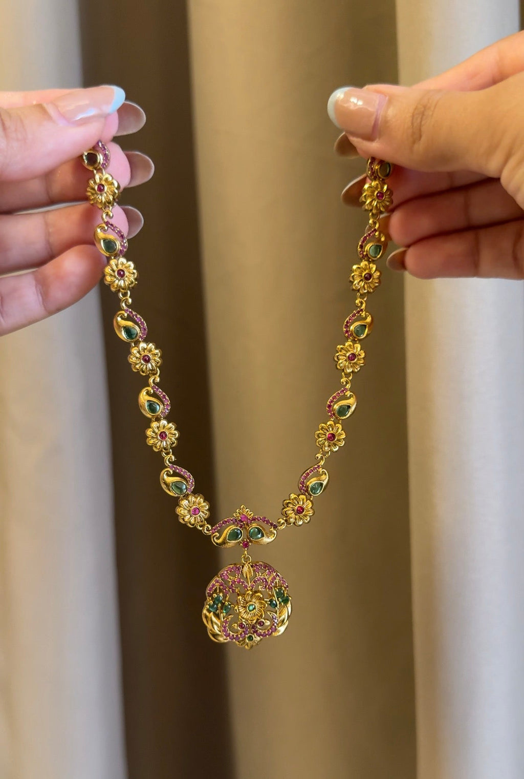 AD Multi Stone  Necklace with Earrings