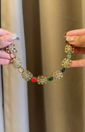 AD Multi Precious stone Choker with Earrings