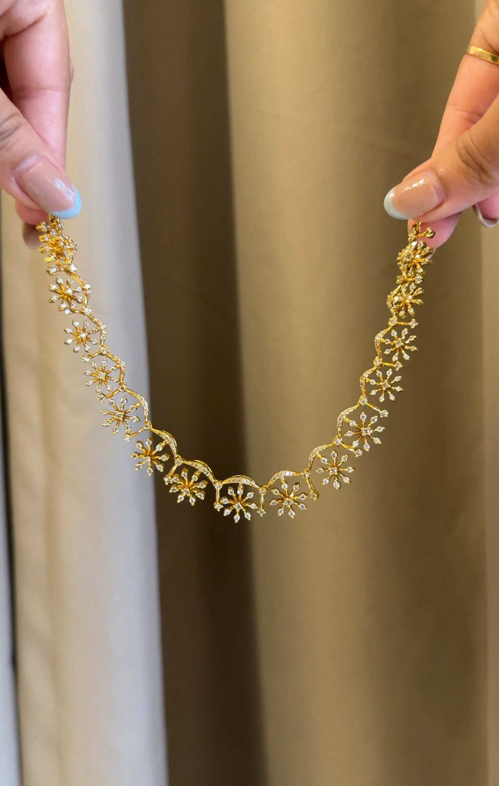 Gold Diamond Replica Necklace with Earrings