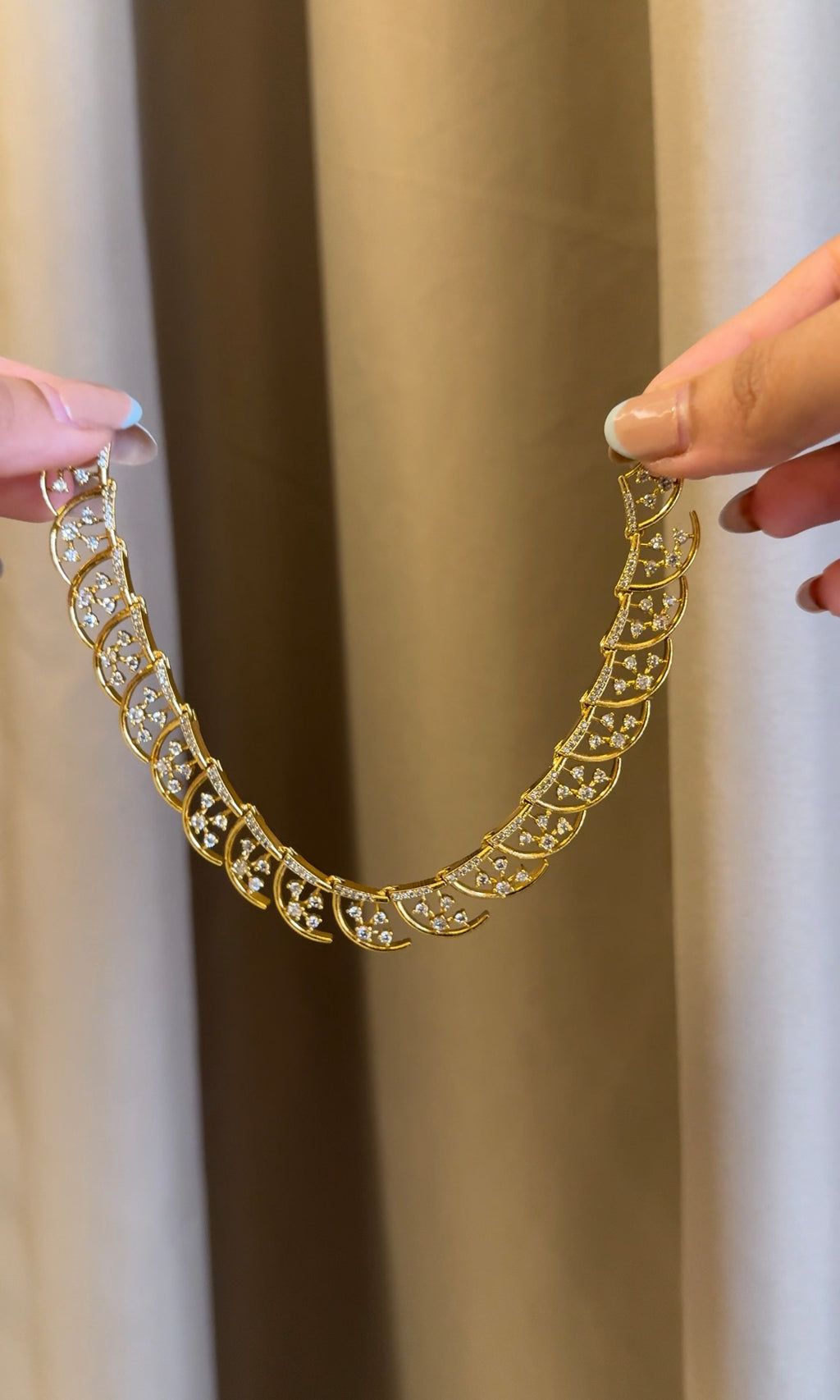 Gold Diamond Replica Necklace with Earrings