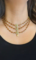 BEST SELLER THREE LAYER PRINCESS NECKLACE ( RANI PINK)