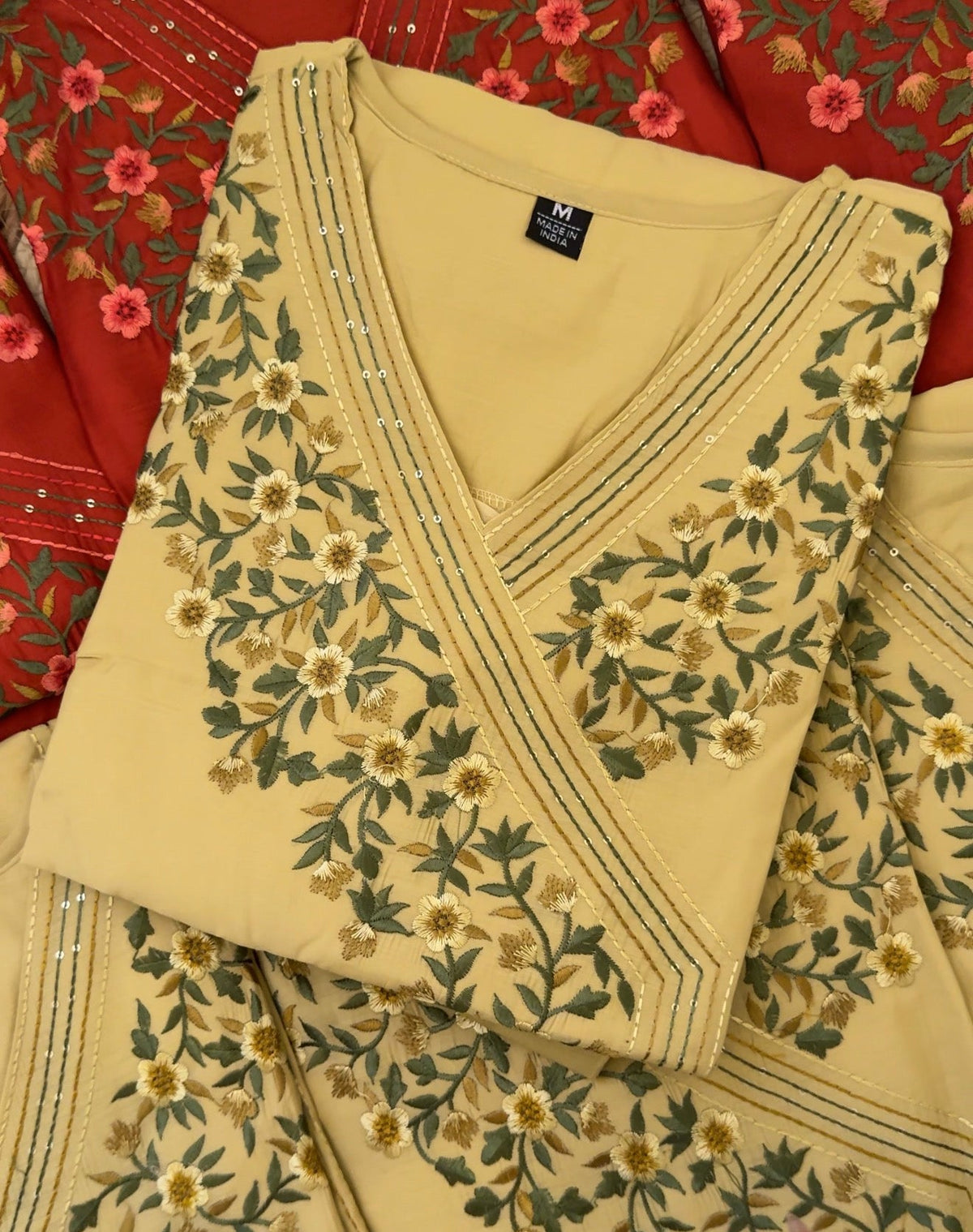 TRENDING YELLOW  CO-ORD SET WITH HAND EMBROIDERY (WITH PANTS)
