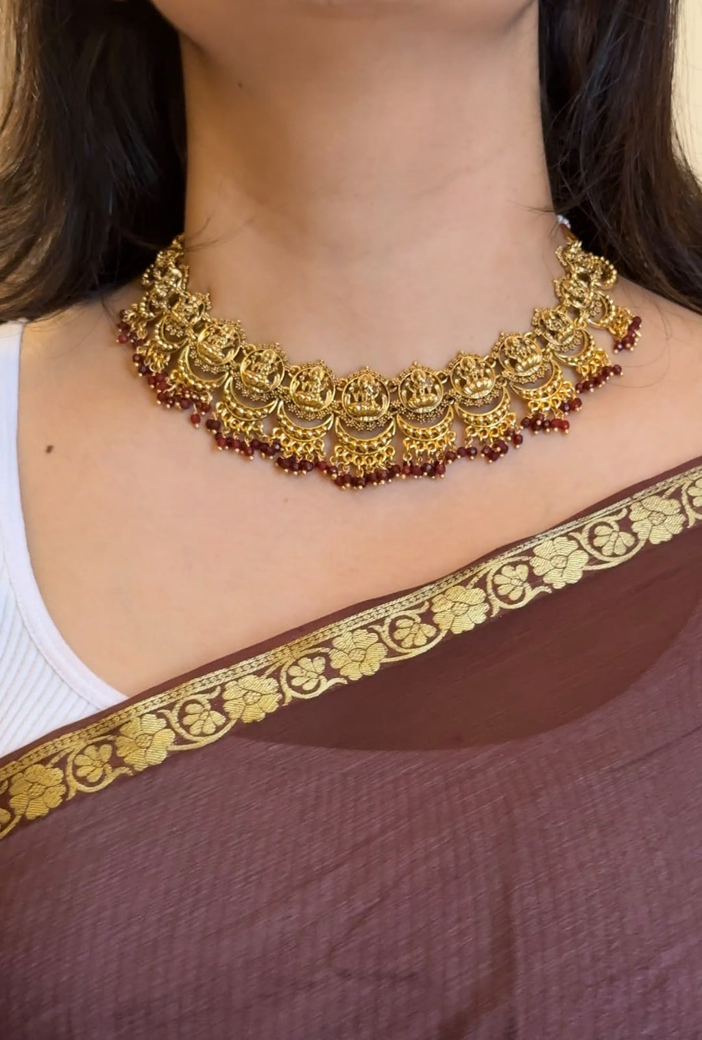 Ruby Pearl Necklace with Earrings