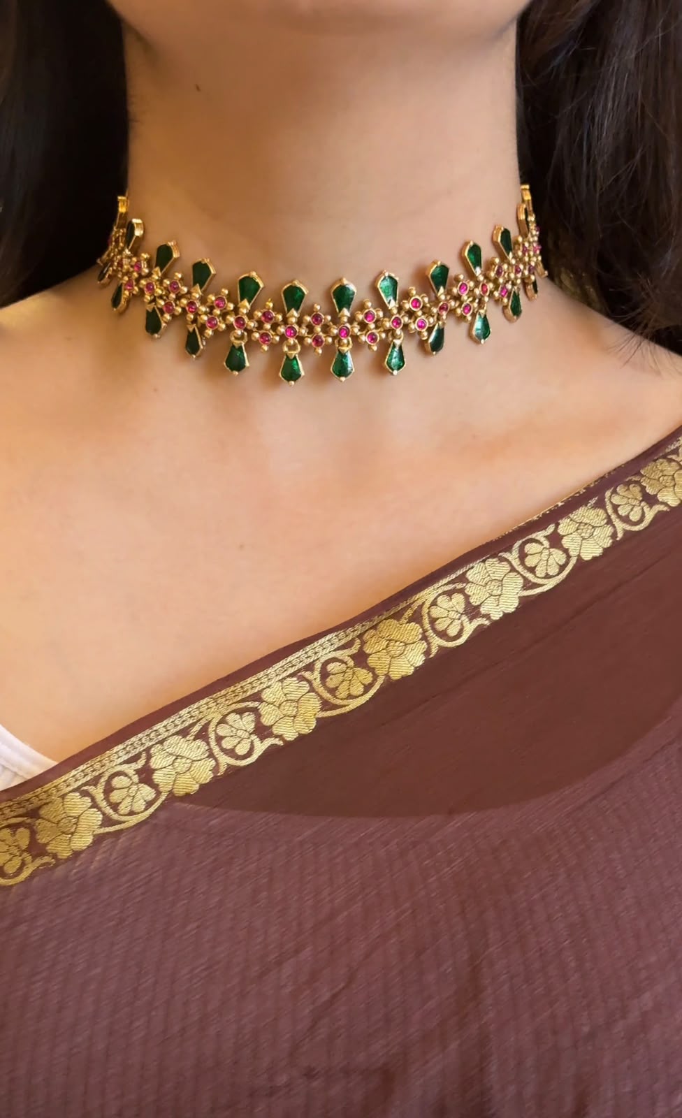 Viral Green Palakka with Earrings
