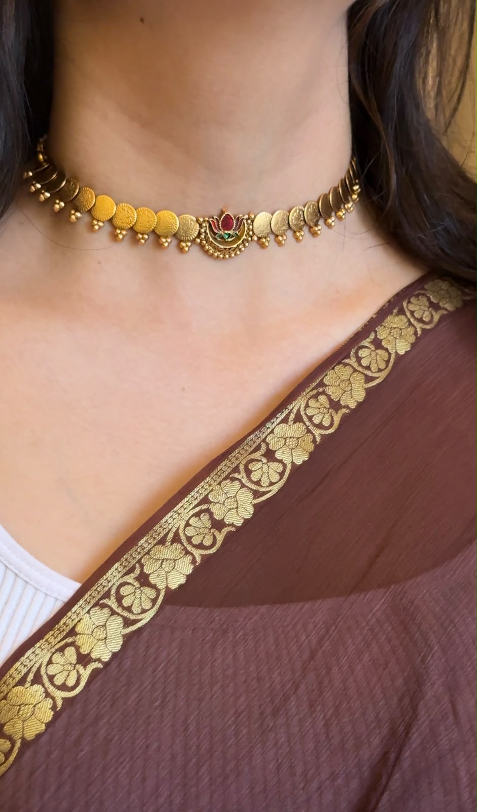 Lotus Coin Choker with Earrings