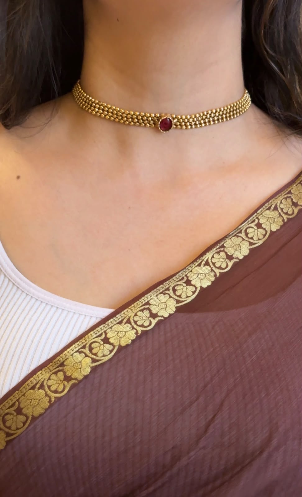 Simple Ruby Choker with studs